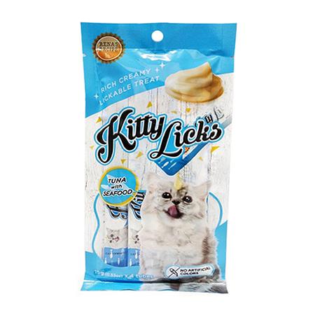 ขนมแมวเลีย KITTY LICKS TUNA WITH SEAFOOD แพ็ก 4 ชิ้น