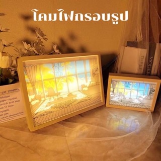 ⭐️โคมไฟกรอบรูป LED 3 สี เสียบ USB สำหรับตกแต่งบ้าน ห้องนอน 🖼️✨