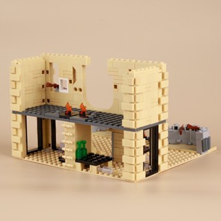 ของเล่นตัวต่อเลโก้ MOC Military Ruins Fortress Base Bunker Eating Chicken ขนาดเล็ก