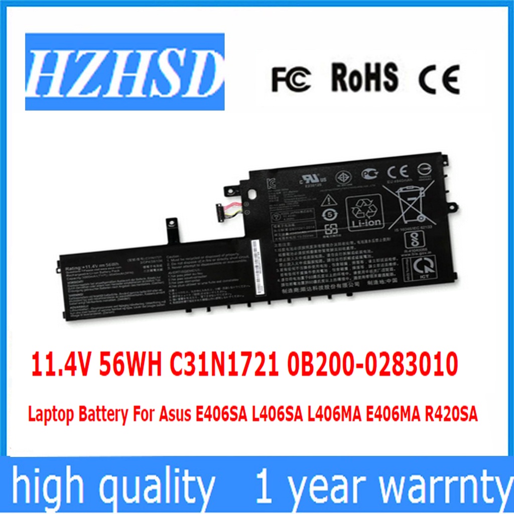 11.4V 56WH C31N1721 0B200-0283010 Laptop Battery For Asus E406SA L406SA L406MA E406MA R420SA