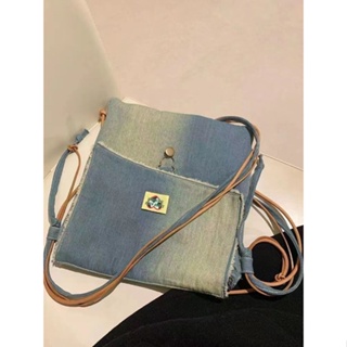 ❦✚Coward บันทึกดาว Retro DENIM Messenger กระเป๋าวรรณกรรมกระเป๋าสะพายผ้าใบหญิงต้นฉบับญี่ปุ่น COMMUTER Messenger กระเป๋า