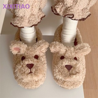 ☍แถบบาง WARM Plush กำมะหยี่น่ารักรองเท้าแตะผ้าฝ้ายผู้หญิงฤดูหนาวสาวหัวใจบ้านลื่น All-Incl...