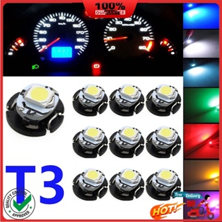 Sp.b เกจแดชบอร์ดหลอดไฟ LED 12V T3 3528 SMD สําหรับรถยนต์ 10 ชิ้น