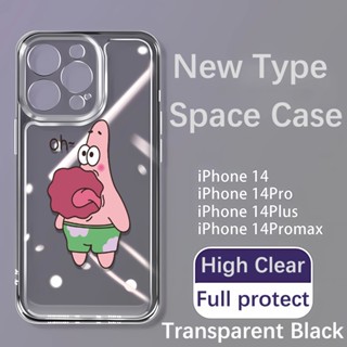 เคสโทรศัพท์มือถือแบบนิ่ม ใส กันรอยเลนส์กล้อง ลาย Patrick Star สําหรับ iphone 14promax 11 12 13 7Plus X XR XSMax