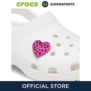 CROCS Jibbitz Purple Cheetah Print Heart ตัวติดรองเท้า