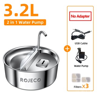 E679 ROJECO 2 In 1อัตโนมัติป้อนสัตว์เลี้ยงตู้น้ำสำหรับสุนัขแมวน้ำพุดื่มสมาร์ทแมวอาหารให้อาหารดื่มชามคู่