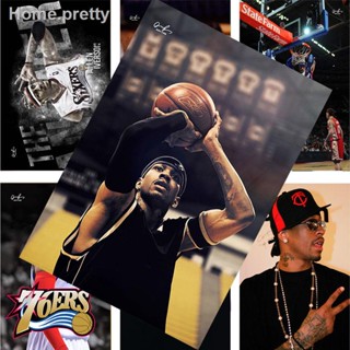 Allen Iverson โปสเตอร์ NBA Star สติ๊กเกอร์ติดผนังห้องนอนห้องนอนตกแต่งภาพวาด Bar Wall ภาพวาดสติกเกอร์