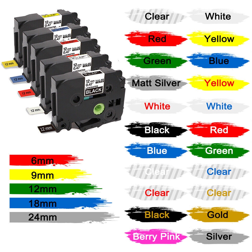 tze-231 12mm Label Tape Compatible For Brother Tape TZe-211 TZe-221 TZe-131 TZe-241 TZe-251 TZe-241 