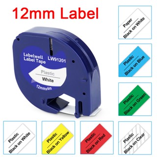 Labelwell Compatible Dymo 91201 12267 LetraTag 91202 91203 91204 91205 91200 12mm LT Label Tape for Dymo Letratag LT100H