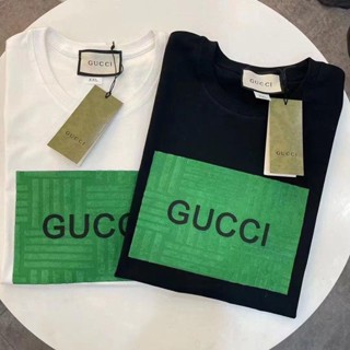 Gucci เสื้อยืดแขนสั้น ผ้าฝ้ายแท้ ปักลาย สําหรับผู้ชาย และผู้หญิง