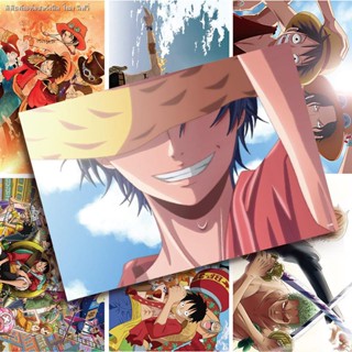 โปสเตอร์สติกเกอร์วอลเปเปอร์ ลายการ์ตูนอนิเมะ One Piece Luffy Nami Sauron HD สําหรับติดตกแต่งผนังบ้าน