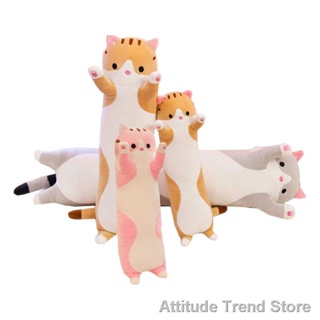 Attitude Trend Store[new] 【In Stock】Cute Long Cat Plush Toy Soft Stuffed Kitten Pillow Kids Sleeping Pillow Home Decor 【