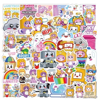 Attitude Trend Store[new] 52pcs set Lankybox Cartoon Sticker Waterproof Reusable Graffiti Luggage Decor Kids 【ถูก ที่สุด