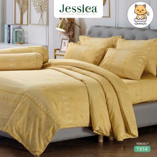 Jessica (ครบเซ็ต) ผ้าปูที่นอน+ผ้านวม 5 ฟุต/6 ฟุต Tencel เทนเซล ทอ 500 เส้น พิมพ์ลาย กราฟฟิก T858 #เจสสิกา ชุดผ้าปู