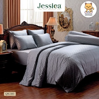 Jessica ครบเซ็ต 6 ฟุต | ผ้าปูที่นอน+ผ้านวม Jacquard แจ็คการ์ด ทอ 500 เส้น พิมพ์ลาย กราฟฟิก QS740 #เจสสิกา ชุดผ้าปู