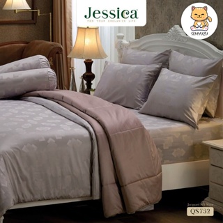 Jessica ครบเซ็ต 6 ฟุต | ผ้าปูที่นอน+ผ้านวม Jacquard แจ็คการ์ด ทอ 500 เส้น พิมพ์ลาย กราฟฟิก QS752 #เจสสิกา ชุดผ้าปู