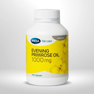 Evening primrose oil 1000 mg (Mega) 100 Capsule น้ำมันอีฟนิ่งพริมโรส 1000 มก บำรุงผิว ปวดประจำเดือน