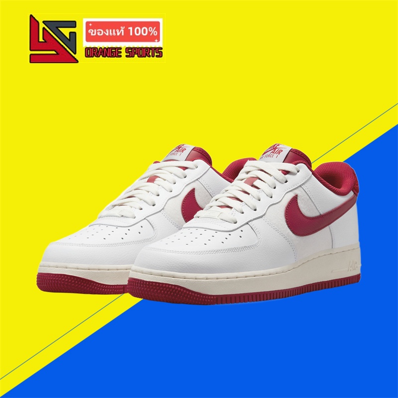 Nike Nike รองเท้าผู้ชาย Air Force 1 Air Force One Sail สีขาวสีแดงรองเท้าผ้าใบคุณภาพสูง DO5220-161