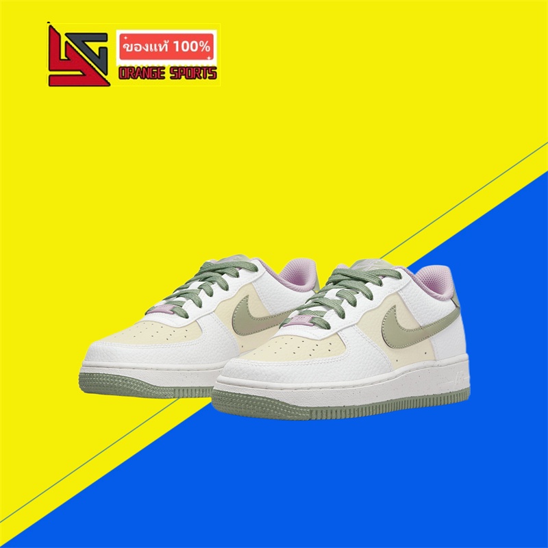 Nike Nike Women's Shoes Air Force 1 Air Force One สีขาวสีเขียว Casual Low Top รองเท้าผ้าใบ DQ0360-100