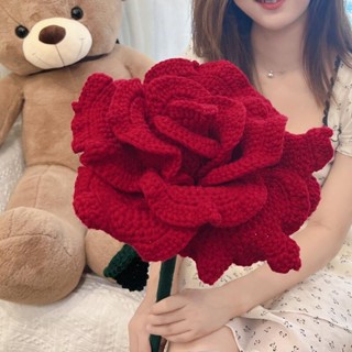☋ดอกไม้ทอมือ DIY ดอกกุหลาบขนาดใหญ่สุดถักช่อดอกไม้แบบโฮมเมดแพคเกจดอกไม้ทอมือของขวัญวันวาเลนไทน์