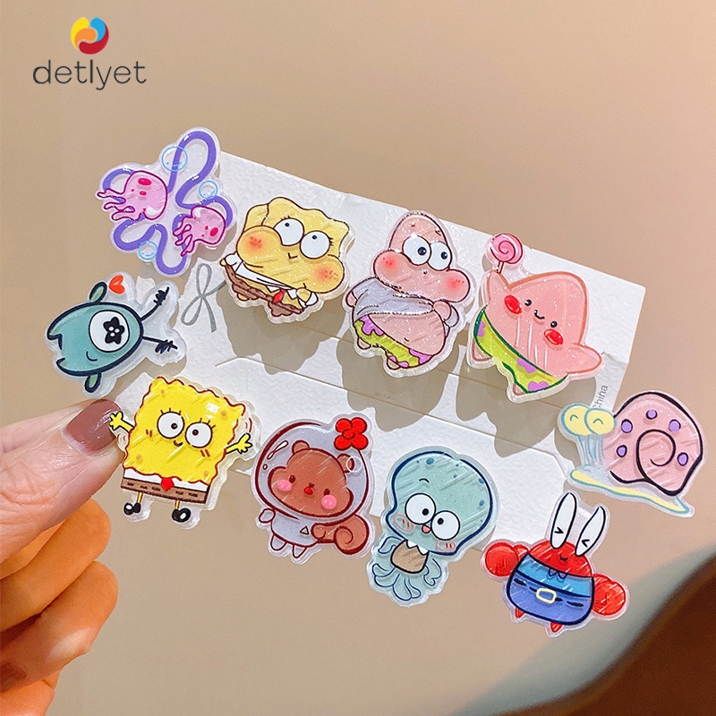 COD1บาทพร้อมส่งกิ๊บติดผมน่ารักลายการ์ตูนอะคริลิคSpongeBobสไตล์ญี่ปุ่นนักเรียนคลิปด้านข้างเครื่องประดับผม-detlyet