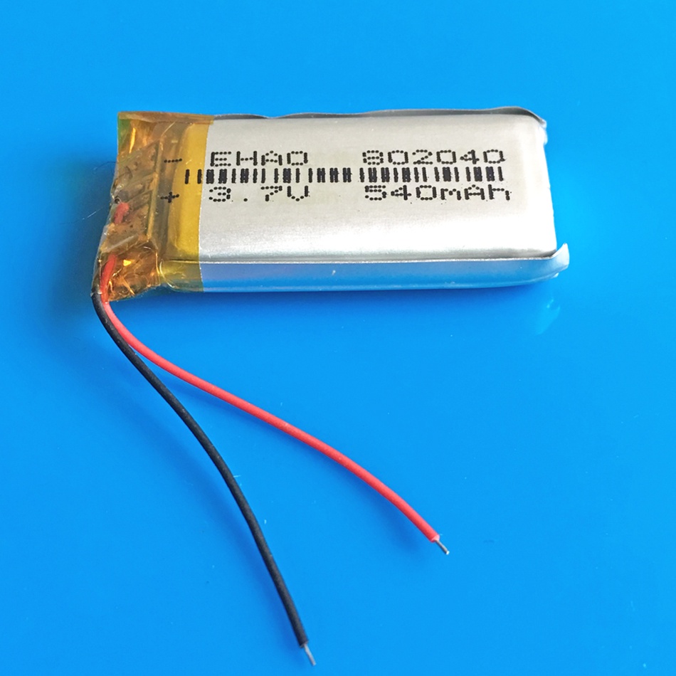 802040 3.7โวลต์540มิลลิแอมป์ชั่วโมงโพลิเมอร์ลิเธียม Lipo ไอออนแบตเตอรี่แบบชาร์จไฟที่กำหนดเองขายส่ง C