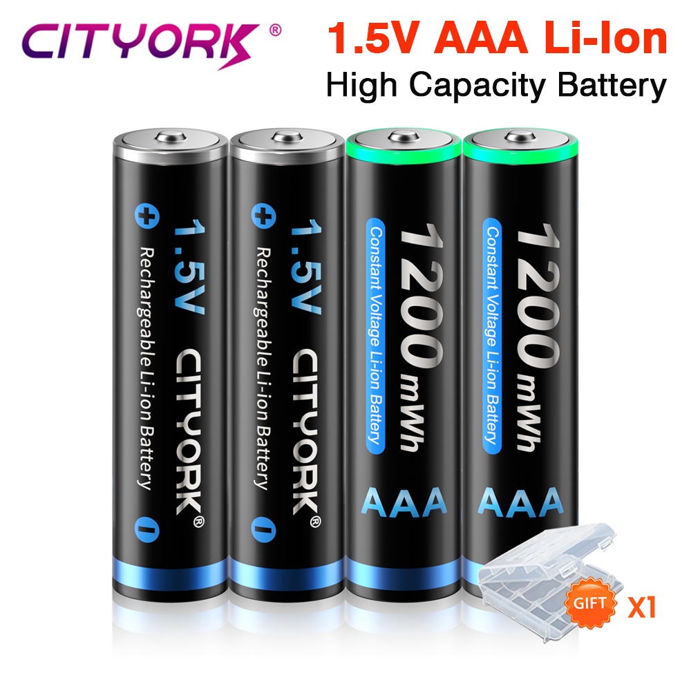 CITYORK 1.5V AAA Li-Ion แบตเตอรี่1200mWh 1.5V AAA 3A แบตเตอรี่ลิเธียม4ช่อง1.5V AA AAA แบตเตอรี่ลิเธี