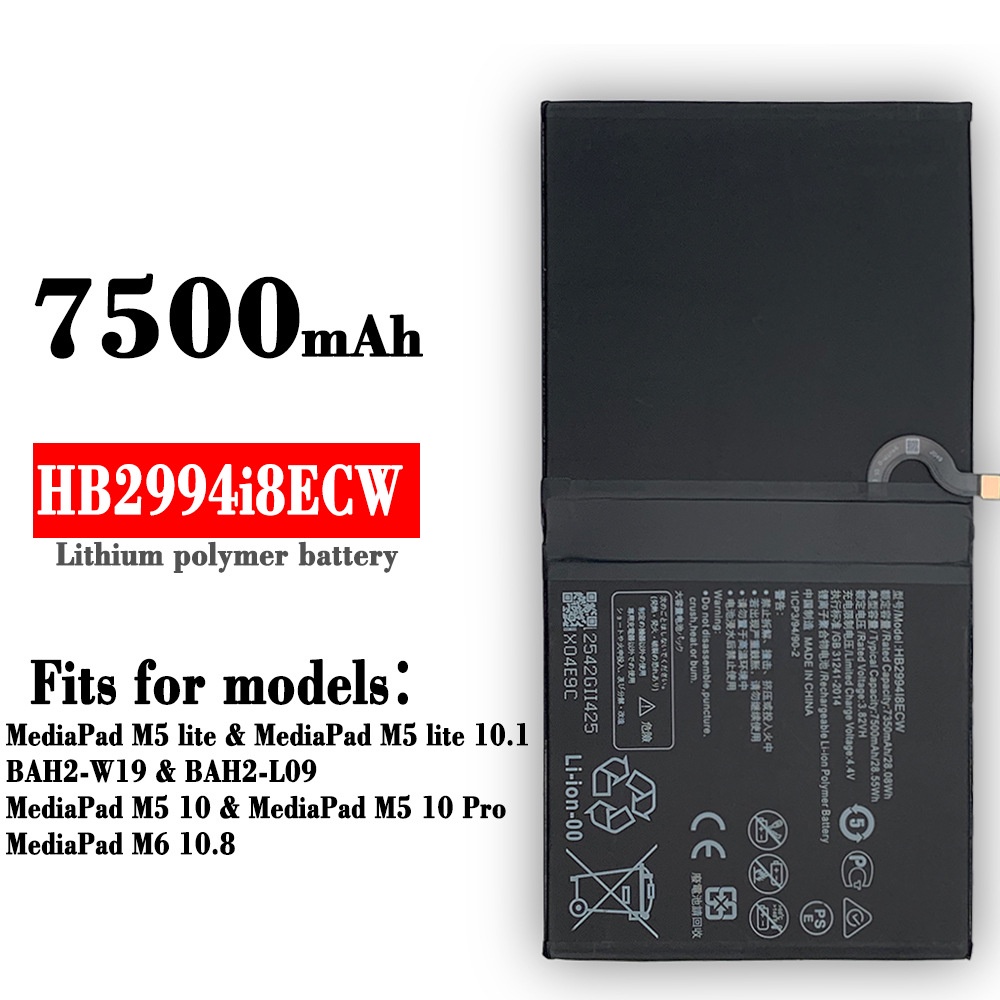 7500MAh 100% Original เปลี่ยนแบตเตอรี่สำหรับ Huawei MediaPad M6 10.8 M5 LITE M5 10 M5 10pro แท็บเล็ตแบตเตอรี่โทรศัพท์