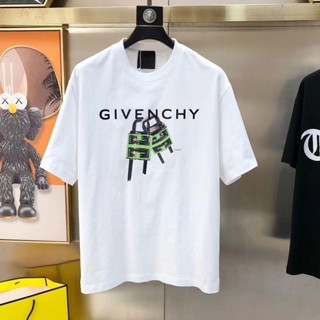 Givenchy ใหม่ เสื้อยืดลําลอง ผ้าฝ้าย แขนสั้น คอกลม พิมพ์ลายตัวอักษร Givenchy แฟชั่นสําหรับผู้ชาย