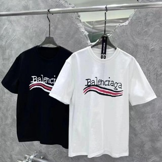 Balenciaga Paris Coke Wave เสื้อยืดลําลอง ผ้าฝ้าย แขนสั้น คอกลม ทรงหลวม สําหรับผู้ชาย ผู้หญิง คู่รัก