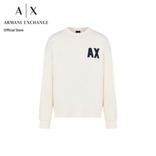 AX Armani Exchange เสื้อสเวตเชิ้ตผู้ชาย รุ่น AX 6RZMKE ZJ1ZZ1130 - สีออฟไวท์