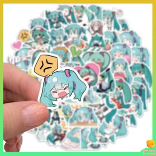 สติ๊กเกอร์น่ารัก สติ๊กเกอร์ 100 แผ่น สติกเกอร์ Hatsune Miku รุ่น chibi 65แผ่นการ์ตูนอะนิเมะสองมิติน่ารัก MIKU สมุดโน้ตบุ๊คสติกเกอร์โน้ตบุ๊ค