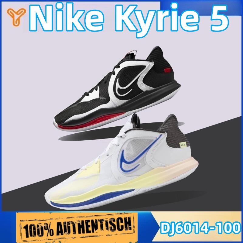 Nike Kyrie 5 ต่ำ . ขาว ฟ้า เหลือง. ผู้ชาย. รองเท้าบาสเก็ตบอล. ดีเจ6014-100