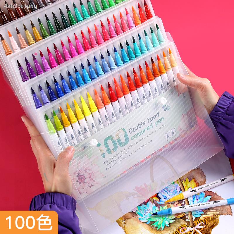 RSS_12/24/36/48/60/80/100 Colors Watercolor Brush Pen Colors Dual Tip Brush Marker Pens Painting