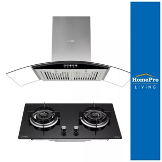 Homepro เตาฝัง+เครื่องดูดควัน AXIA SBL76-2G+HERO BLACK90