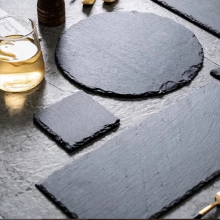 จานหิน [ขนาดเล็ก] Natural Stone Plate ถาดอาหารเต่าบก จานซูซิ จานสเต็ก แผ่นหินรองอาหาร