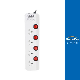 HomePro รางปลั๊กไฟ 4 ช่อง 4 สวิตช์ HM4496 5 ม. แบรนด์ DATA