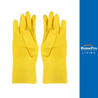 HomePro ถุงมือยาง POLY-BRITE COMFORT SIZE L สีเหลือง แบรนด์