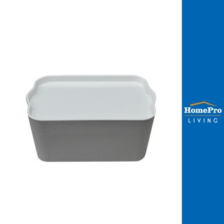 HomePro กล่องเก็บของ LARZE ไซส์ M 44.5x30x14 ซม. สีเทา ฝาขาว แบรนด์ STACKO