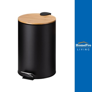 HomePro ถังขยะเหยียบกลม ACCO SYLVAN ขนาด 12L สีดำฝาไม้ แบรนด์ ACCO