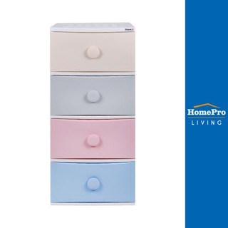 HomePro ตู้ลิ้นชัก 4 ชั้น มีล้อ STACKO C15 56x45x125 ซม. สีพาสเทล แบรนด์ STACKO