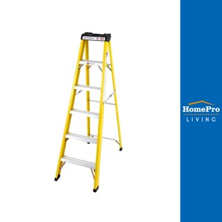 HomePro บันไดไฟเบอร์กลาส FG305 6 ขั้น สีดำ-เหลือง แบรนด์ LITE