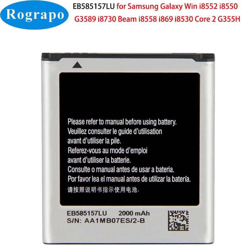 ใหม่2000มิลลิแอมป์ชั่วโมง EB585157LU แบตเตอรี่เดิมสำหรับ Samsung Galaxy Win I8552 I8550 G3589 I8730คาน I869 I8530 Core 2