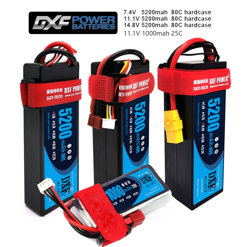 DXF 2วินาที3วินาที4วินาที Lipo แบตเตอรี่7.4โวลต์11.1โวลต์14.8โวลต์5200มิลลิแอมป์ชั่วโมง80C แบบชาร์จ Lipo แบตเตอรี่เชื่อม