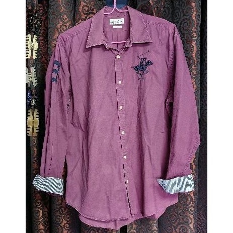 Beverly hill polo club เสื้อเชิ้ตแขนยาว​ สีม่วง
