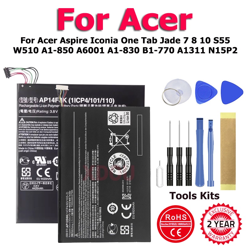 AP14F8K BAT-B10แบตเตอรี่สำหรับ Acer Aspire Iconia One Tab Jade 7 8 10 S55 W510 N15P2 PR-2874E9G A1-8