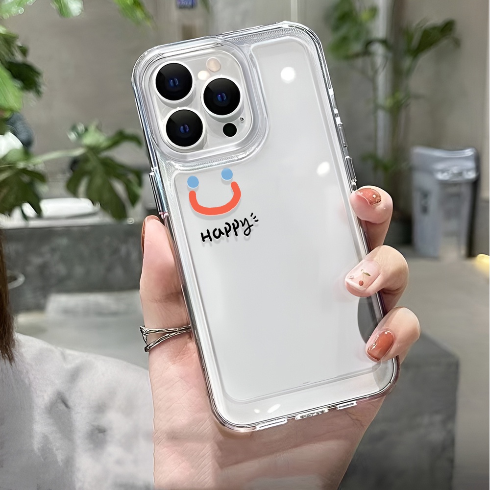 เคสใส ลายการ์ตูนอวกาศ หน้ายิ้ม กันกระแทก สําหรับ iphone 14 pro max 11 13 12 7 8 Plus X XR XSMax
