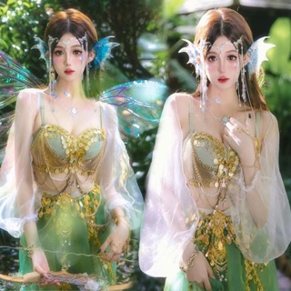 ▪♝23 ใหม่ Mermaid Princess Photo Theme เครื่องแต่งกาย Fairy Dream Elf Art การถ่ายภาพเครื่องแต่งกายเวที