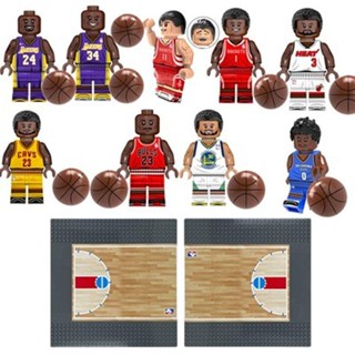 ของเล่นตัวต่อฟิกเกอร์ NBA Kobe Bryant Lakers Basketball Court All-Star Athlete Yao Ming Jordan สําหรับเด็ก