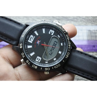 นาฬิกา Vintage มือสองญี่ปุ่น US POLO ASSN ระบบ LCD Digital Quartz ผู้ชาย ทรงกลม หน้าดำ หน้าปัด50มม